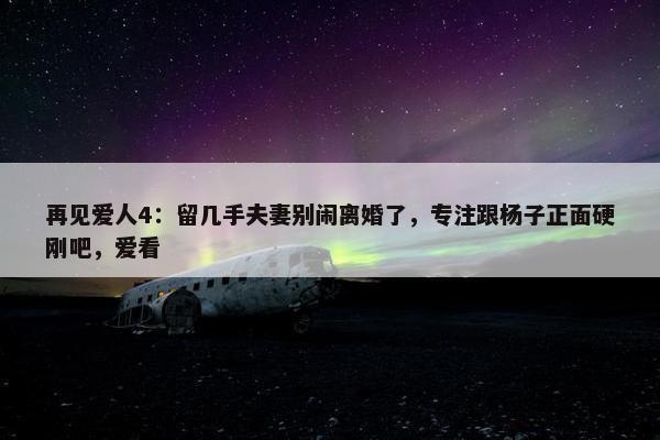 再见爱人4：留几手夫妻别闹离婚了，专注跟杨子正面硬刚吧，爱看