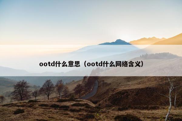 ootd什么意思（ootd什么网络含义）