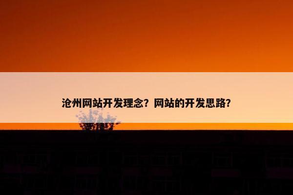 沧州网站开发理念？网站的开发思路？