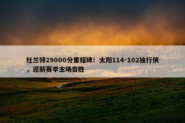 杜兰特29000分里程碑！太阳114-102独行侠，迎新赛季主场首胜