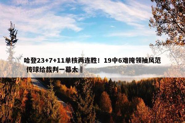 哈登23+7+11单核两连胜！19中6难掩领袖风范 传球给裁判一幕太囧