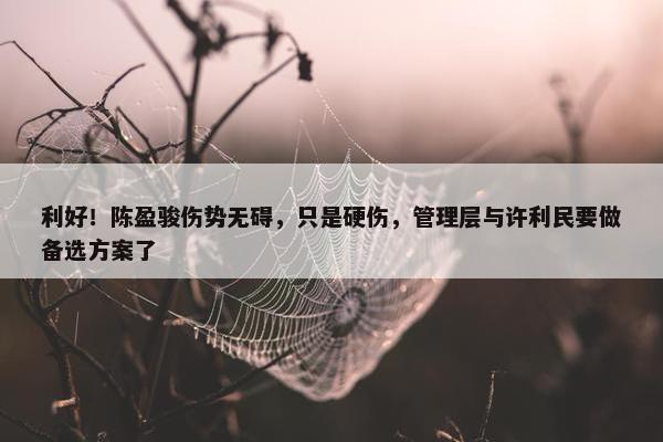 利好！陈盈骏伤势无碍，只是硬伤，管理层与许利民要做备选方案了