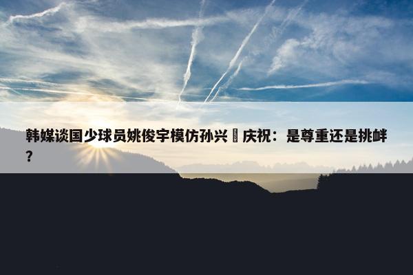 韩媒谈国少球员姚俊宇模仿孙兴慜庆祝：是尊重还是挑衅？