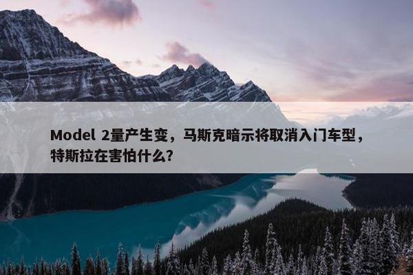 Model 2量产生变，马斯克暗示将取消入门车型，特斯拉在害怕什么？