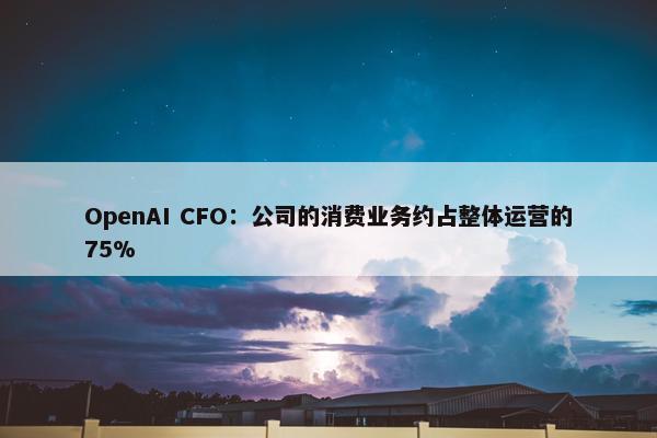 OpenAI CFO：公司的消费业务约占整体运营的75%