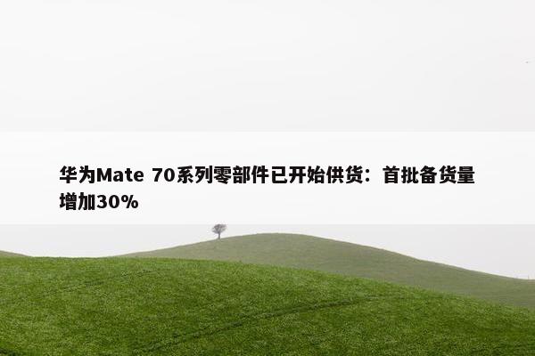 华为Mate 70系列零部件已开始供货：首批备货量增加30%