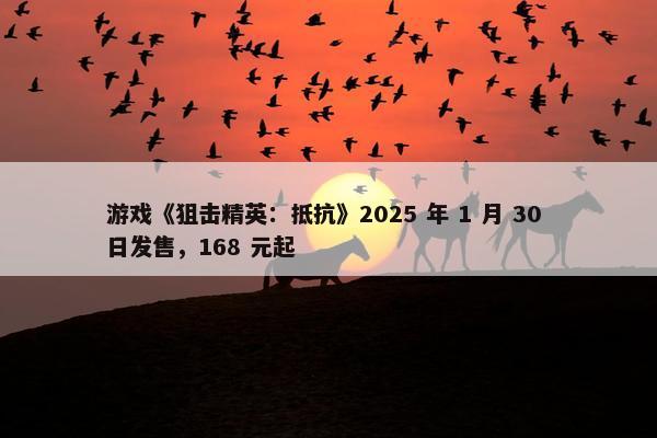 游戏《狙击精英：抵抗》2025 年 1 月 30 日发售，168 元起