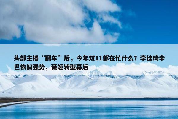 头部主播“翻车”后，今年双11都在忙什么？李佳琦辛巴依旧强势，薇娅转型幕后