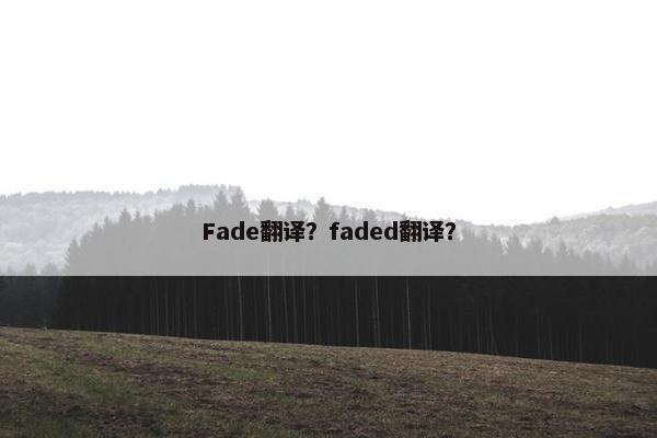 Fade翻译？faded翻译？