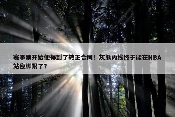 赛季刚开始便得到了转正合同！灰熊内线终于能在NBA站稳脚跟了？