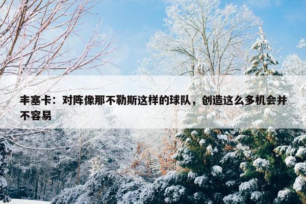 丰塞卡：对阵像那不勒斯这样的球队，创造这么多机会并不容易