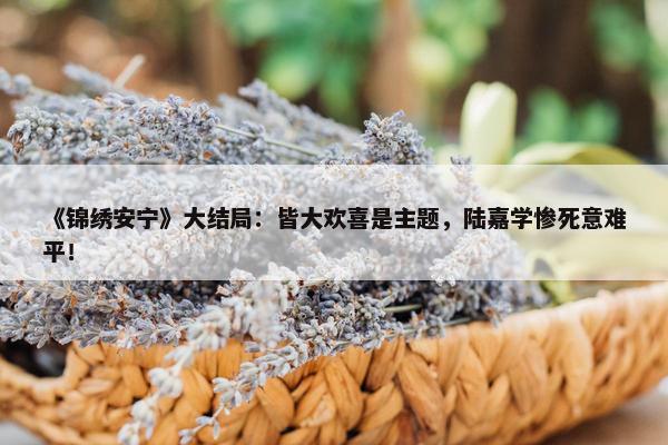 《锦绣安宁》大结局：皆大欢喜是主题，陆嘉学惨死意难平！