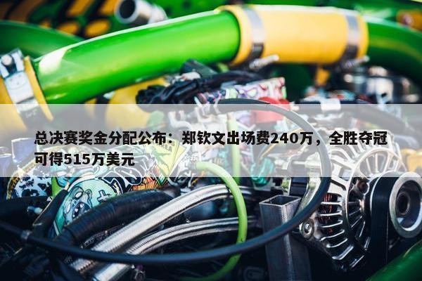 总决赛奖金分配公布：郑钦文出场费240万，全胜夺冠可得515万美元