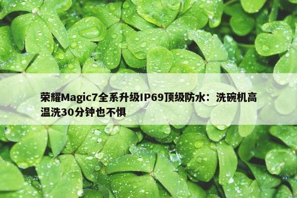 荣耀Magic7全系升级IP69顶级防水：洗碗机高温洗30分钟也不惧