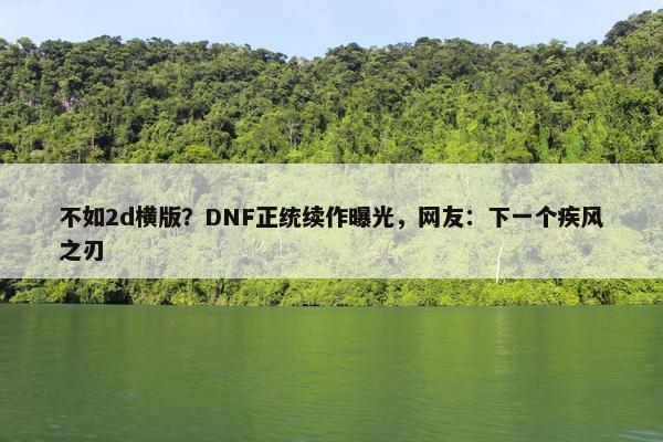 不如2d横版？DNF正统续作曝光，网友：下一个疾风之刃