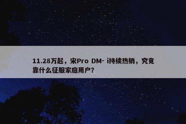 11.28万起，宋Pro DM- i持续热销，究竟靠什么征服家庭用户？