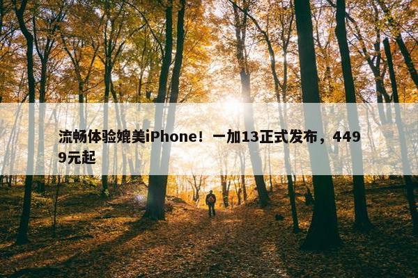 流畅体验媲美iPhone！一加13正式发布，4499元起