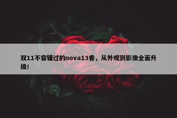 双11不容错过的nova13香，从外观到影像全面升级！