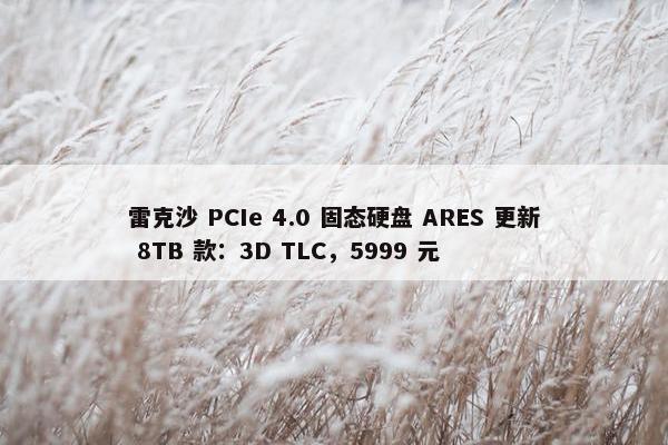 雷克沙 PCIe 4.0 固态硬盘 ARES 更新 8TB 款：3D TLC，5999 元