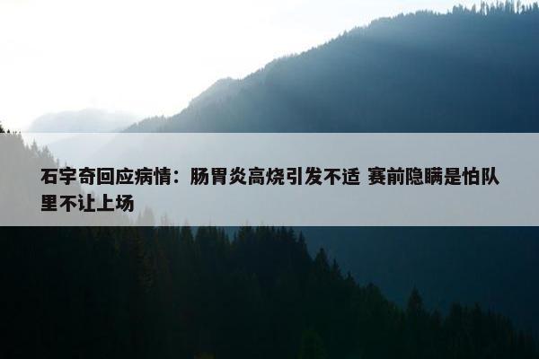 石宇奇回应病情：肠胃炎高烧引发不适 赛前隐瞒是怕队里不让上场