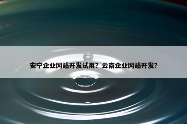 安宁企业网站开发试用？云南企业网站开发？