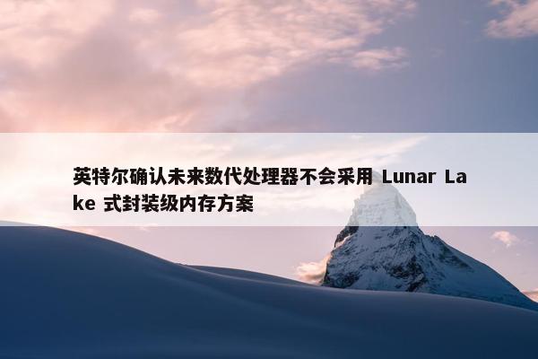 英特尔确认未来数代处理器不会采用 Lunar Lake 式封装级内存方案