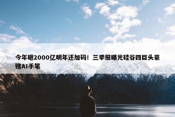 今年砸2000亿明年还加码！三季报曝光硅谷四巨头豪赌AI手笔