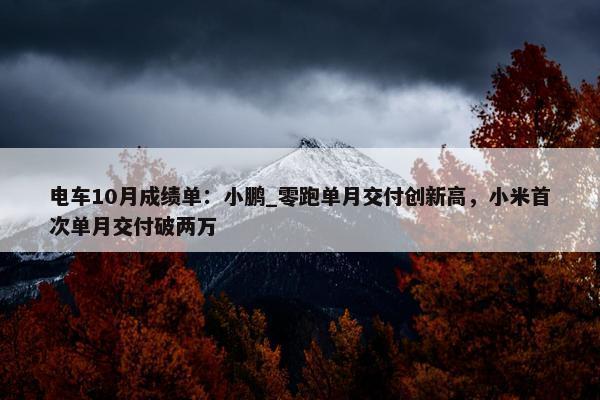 电车10月成绩单：小鹏_零跑单月交付创新高，小米首次单月交付破两万