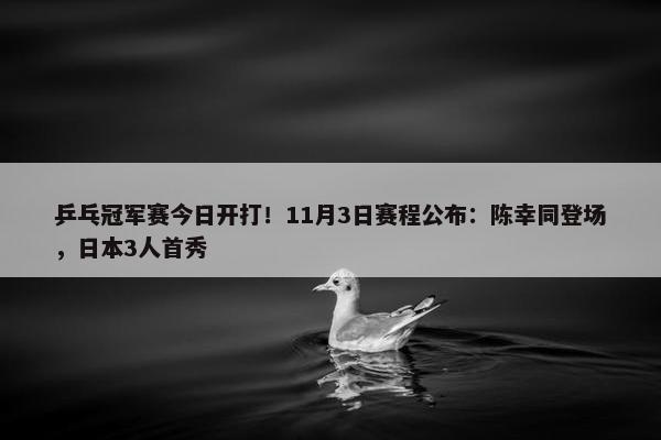 乒乓冠军赛今日开打！11月3日赛程公布：陈幸同登场，日本3人首秀