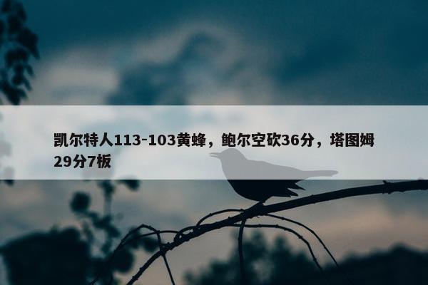 凯尔特人113-103黄蜂，鲍尔空砍36分，塔图姆29分7板