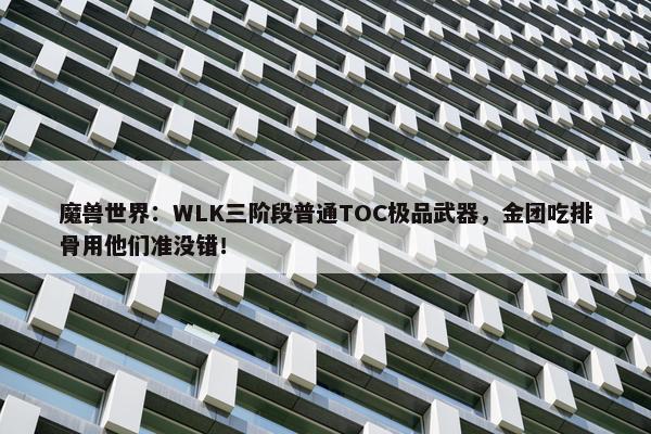 魔兽世界：WLK三阶段普通TOC极品武器，金团吃排骨用他们准没错！