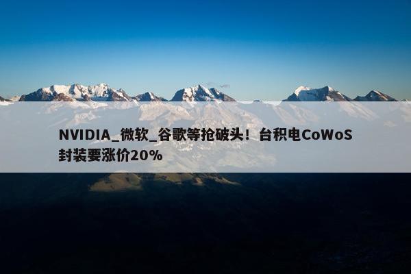 NVIDIA_微软_谷歌等抢破头！台积电CoWoS封装要涨价20%