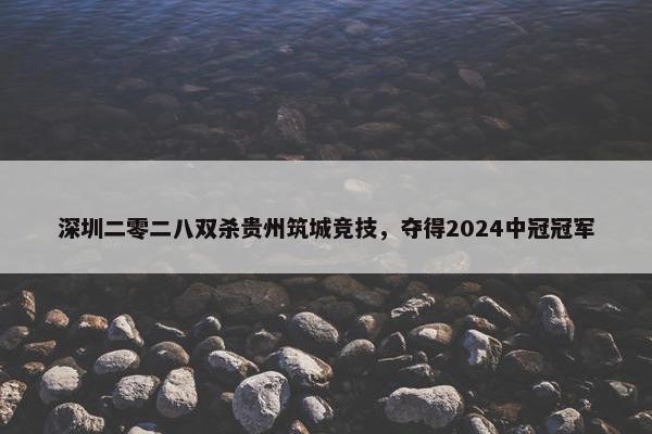 深圳二零二八双杀贵州筑城竞技，夺得2024中冠冠军