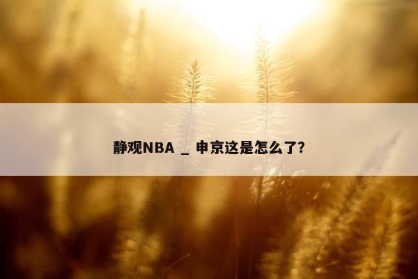 静观NBA _ 申京这是怎么了？