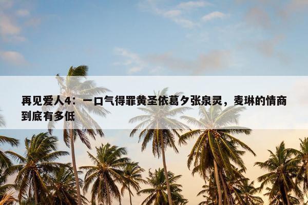 再见爱人4：一口气得罪黄圣依葛夕张泉灵，麦琳的情商到底有多低