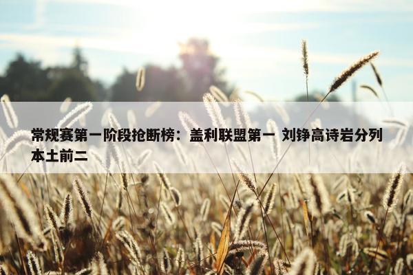 常规赛第一阶段抢断榜：盖利联盟第一 刘铮高诗岩分列本土前二