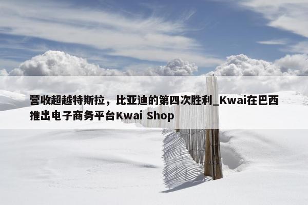 营收超越特斯拉，比亚迪的第四次胜利_Kwai在巴西推出电子商务平台Kwai Shop