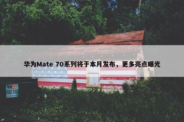 华为Mate 70系列将于本月发布，更多亮点曝光