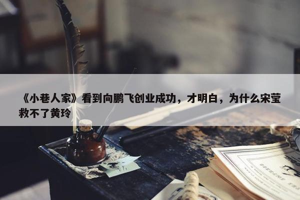 《小巷人家》看到向鹏飞创业成功，才明白，为什么宋莹救不了黄玲