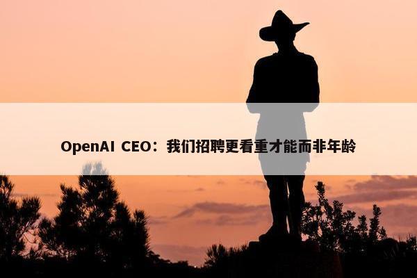 OpenAI CEO：我们招聘更看重才能而非年龄