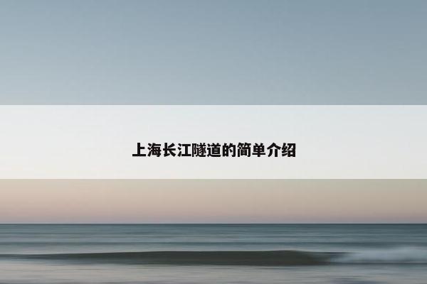 上海长江隧道的简单介绍