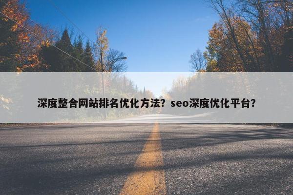 深度整合网站排名优化方法？seo深度优化平台？