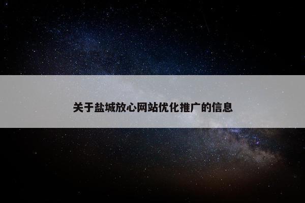 关于盐城放心网站优化推广的信息