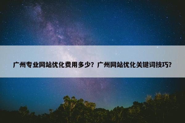 广州专业网站优化费用多少？广州网站优化关键词技巧？