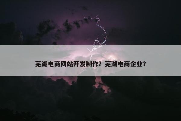 芜湖电商网站开发制作？芜湖电商企业？