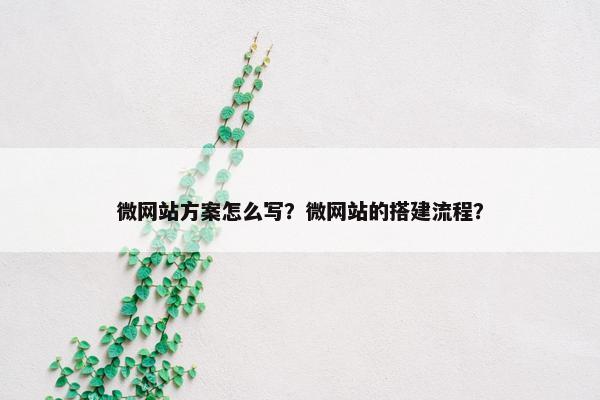 微网站方案怎么写？微网站的搭建流程？