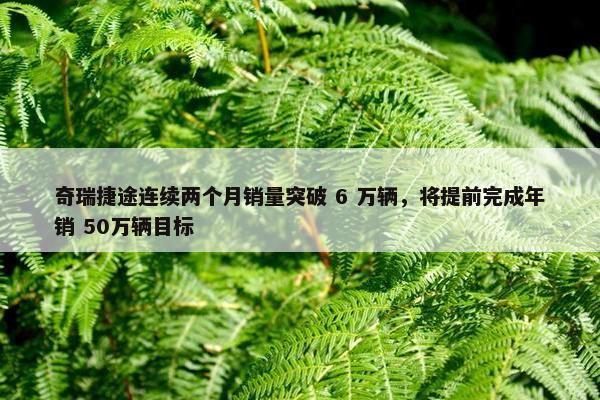 奇瑞捷途连续两个月销量突破 6 万辆，将提前完成年销 50万辆目标