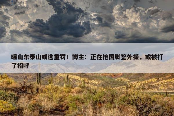 曝山东泰山或逃重罚！博主：正在抢国脚签外援，或被打了招呼