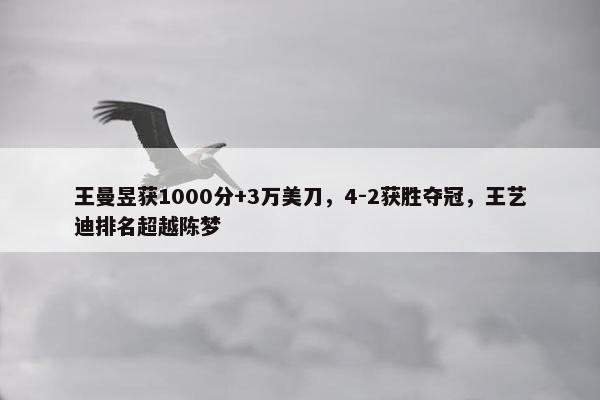 王曼昱获1000分+3万美刀，4-2获胜夺冠，王艺迪排名超越陈梦