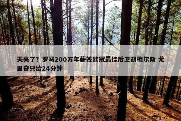 天亮了？罗马200万年薪签欧冠最佳后卫胡梅尔斯 尤里奇只给24分钟